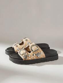 Solecia 女式扣环设计厚底休闲复古凉鞋 - 棕色 - 查看 2