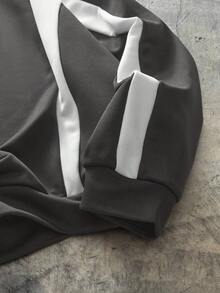 AXEPEAK 男式宽松圆领长袖套头衫，秋冬 - 灰色 - 查看 4