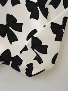 Sparklyn 2pcs Tween Girl Artistic Casual Fashion Sweet Cute Bow Print Full-Width Crew Neck Sweatshirt & Black Leggings Set, Autumn/Winter, Black & White Minimalist Sweatshirt & Leggings Set For Daily Wear & School, Fall Outfit Clothes - Multicolor - View 4