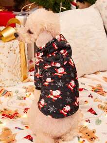 PETSIN 1件狗狗连帽卫衣，圣诞驯鹿图案宠物服装 - 彩色 - 查看 1