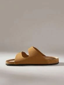 Solecia 时尚双带休闲防滑拖鞋，配有可调节双扣和软木鞋底，舒适的夏季一脚蹬凉鞋，适合男女日常穿着、海滩、度假、散步 - 摩卡棕 - 查看 3