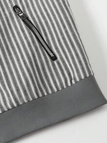 Manfinity Homme Áo khoác bomber tay dài sọc dọc, khóa kéo, thường ngày cho nam mùa thu - Xám - Xem 6