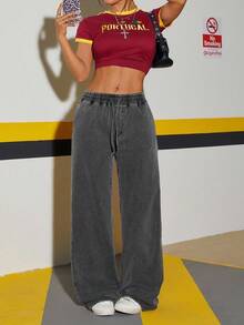 Flexra Plus Size Women's Fashion Casual Elastic Waist Knit Pants