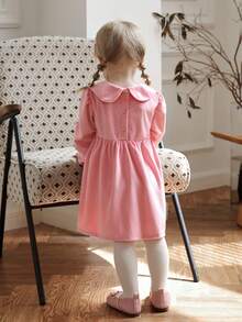 Souflis Souflis French Classic Elegant Peter Pan Collar Delicate Pleated Light Pink Dress Pink Dress For Toddler Girl Pink Toddler Girl Dress Baby Girl Pink Dress  Pink Baby Girl Clothes Fall Winter