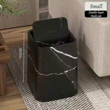 2025 新款大理石垃圾桶，家用客厅、浴室、厨房、卧室，翻盖卫生纸架，酒店和民宿，豪华大容量垃圾桶 - 彩色 - 查看 14