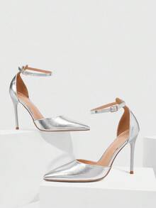 CUCCOO SZL Giày cao gót mũi nhọn gợi cảm dành cho nữ, thích hợp cho kỳ nghỉ hè, đi chơi đêm, tiệc tùng, đi hộp đêm - Bạc - Xem 2