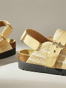 Solecia Zapatos planos cómodos con puntera de felpa y suela gruesa para mujer - Albaricoque - Ver 5