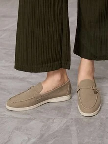 Sleekvia Damskie, swobodne, wygodne, wsuwane mokasyny z frędzlami, uniwersalne, idealne do codziennych dojazdów - Kolor khaki - Zobacz 3