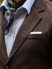 Manfinity Bizformal 男士纯色夹克和裤子西装棕色西装男孩棕色西装棕色西装套装男士棕色西装深棕色西装男士两件套西装男士西装外套和裤子男士办公室装经典男士服装棕色西装外套和裤子 - 咖啡棕 - 查看 5