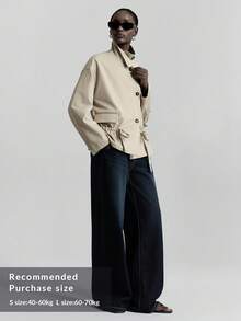 Ontre 2025新款女士秋季时尚通勤纯色抽绳腰带风衣 - 卡其色 - 查看 2