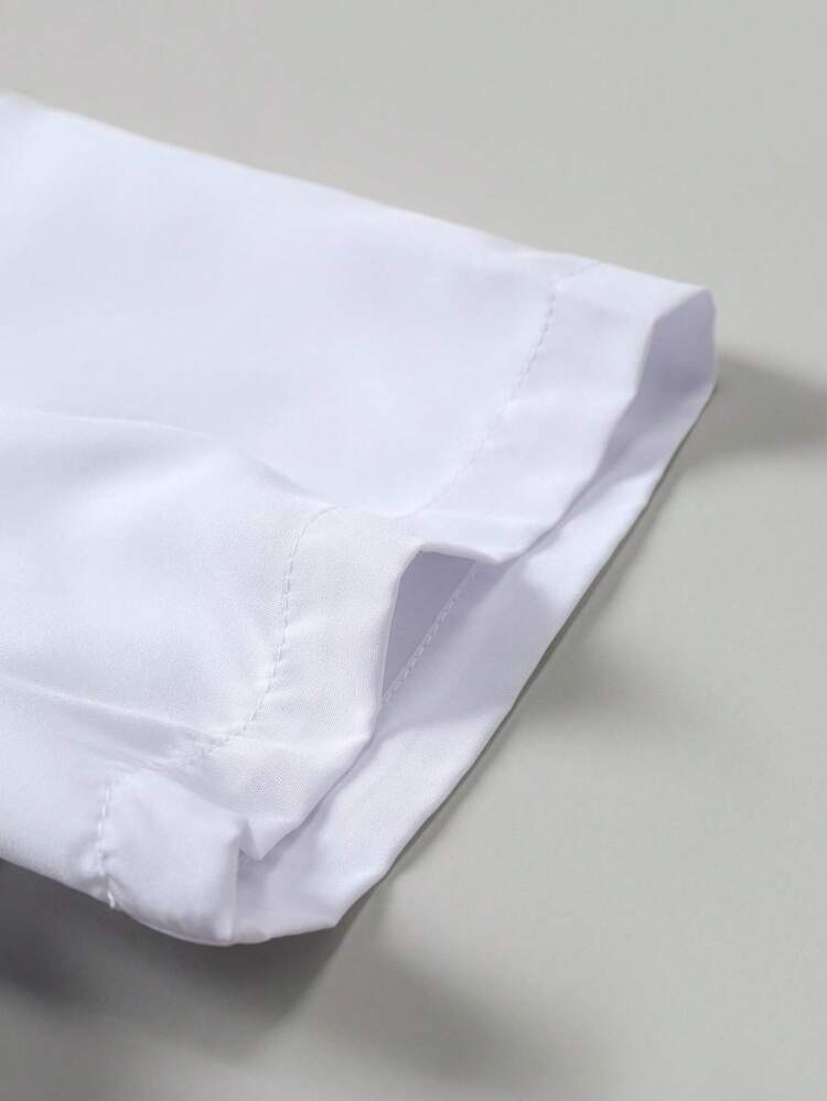 Manfinity Homme Casual Short Sleeve Printed Shirt, Simple Solid Color Fashion Suitable For Summer Men Fitted Shirts Shirts For Guys Men Clothes Men Shirts Men Short Sleeve Dress Shirt - White - View 4