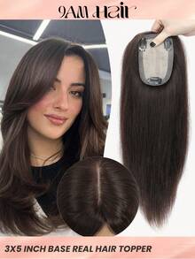 女士假发 真人发 14 英寸假发 3 英寸 x 5 英寸 皮肤头皮假发 适合头发稀疏的女性 升级版优质真人发