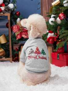 PETSIN 1pc Pet Christmas Tree Fleece Sweatshirt - Grey - View 1