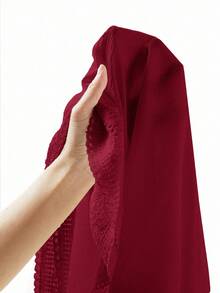 Gownix Women's Woven Jacquard Texture V-Neck Ruffle Hem Lace Trim Summer Dress - Burgundy - View 9