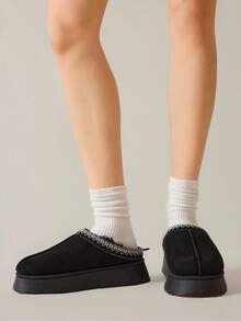 Solecia Botas de nieve para mujer con suela gruesa, aislamiento térmico de punto y cómodas - Negro - Ver 10