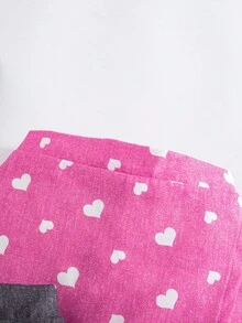 Elladie kids 2 件套 Tween Girl 活力假期向日葵、心形、人脸仿牛仔印花不对称短裤，蓝色和粉色组合，适合夏季外出 - 彩色 - 查看 4