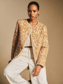 Poéselle 女士时尚通勤全印花夹克，秋冬款 - 彩色 - 查看 5