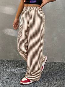 Coolane Kids Tween Girls Fall/Winter,Streetwear ,Comfortable Basic Comfortable Brown Striped Casual  Straight Leg,Warm/ Cold Weather/ Thermal,Christmas,New Year