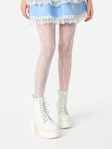 ROMWE Kawaii Women Fishnet Tights - White - View 8