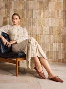 MOTF 女士新款法式时尚镂空编织带扣尖头平底鞋，百搭舒适，时尚轻便，简约高端优雅性感平底鞋 - 棕色 - 查看 9