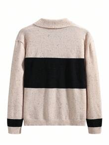 Manfinity Homme Men's Casual Commuter Colorblock Cardigan Apricot Men Cardigan Color Block Cardigan - Multicolor - View 2