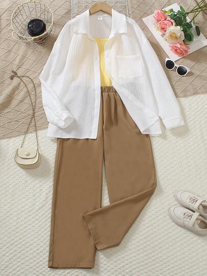 女童新款活力字母印花宽松抽绳裤，刺绣字母设计，舒适柔软面料，适合日常穿着、上学、购物、派对、郊游、秋冬