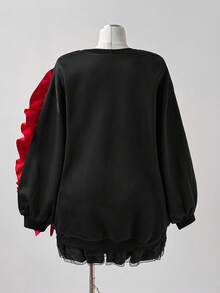 Sunspun Plus Size Women Casual Loose Fit Crew Neck Long Sleeve Sweatshirt  Fall  Winter Spring/Fall Fall/Winter  Cloth For Women Autumn