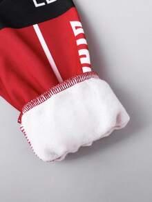 SHEIN Young Girl Colorblock Letter Print Cropped Long Sleeve Loose Stand Collar Zip-Up Bomber Jacket, Suitable For Autumn Fall Winter Varsity Jacket Race Car Girls - Red - View 6