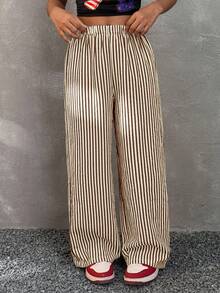 Coolane Kids Tween Girls Fall/Winter,Streetwear ,Comfortable Basic Comfortable Brown Striped Casual  Straight Leg,Warm/ Cold Weather/ Thermal,Christmas,New Year