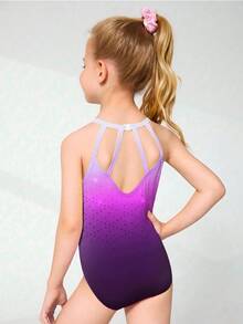 SHEIN 年轻女孩水钻印花运动连体裤，适合健身、户外运动、舞蹈、瑜伽、体操 - 彩色 - 查看 1