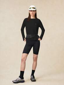 OutZeal 女士户外运动T恤长袖防紫外线凉爽触感交叉褶裥带拇指孔 - 黑色 - 查看 5