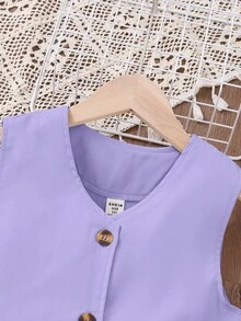 SHEIN 少女上衣，褶裥下摆，优雅两件套