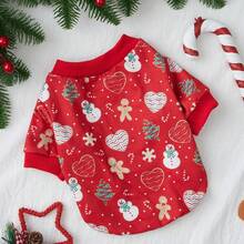 PETSIN 圣诞可爱印花大红猫狗保暖宠物1件装 - 紅色 - 查看 5