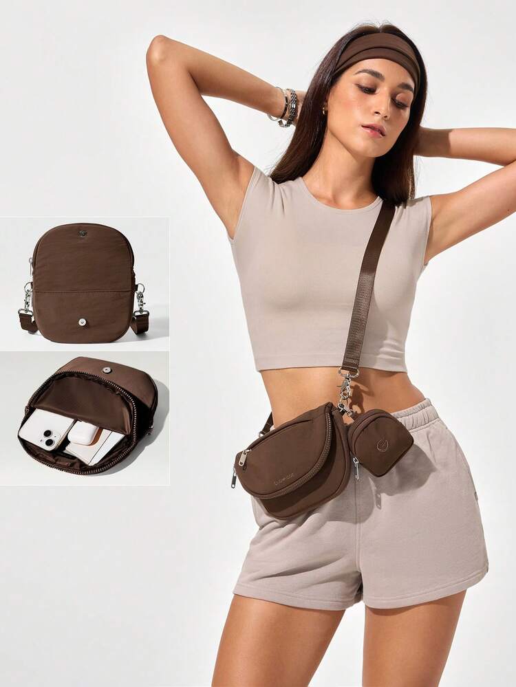 1,5 L Borsa a tracolla resistente all'acqua per spostamenti facili con tasca rimovibile, casual per uso quotidiano