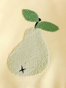 SHEIN Vintaside Kids 婴儿/幼儿女孩 0-3 岁休闲水果梨印花圆领长袖运动衫 + 罗纹打底裤 2 件套服装，春夏 - 黃色 - 查看 4