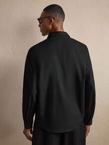 AKNOTIC Men's Halloween Spider Web Rhinestone Decor Black Long Sleeve Casual Shirt, Loose Fit, Boyfriend Gift, Fall