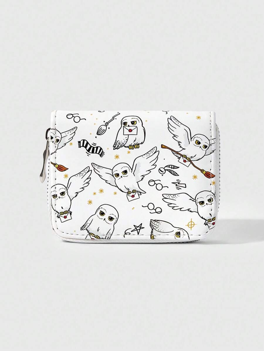 HARRY POTTER X SHEIN 1pc A Full-Print Owl Short Wallet Simple Zipper Ladies Coin Purse - Multicolor - View 1