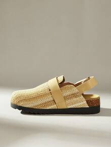 Solecia Zapatos planos cómodos con puntera de felpa y suela gruesa para mujer - Albaricoque - Ver 3