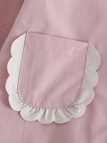 SHEIN 女宝宝可爱双口袋彼得潘领灯笼袖风衣，适合日常穿着