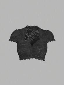 Fairmaia German Traditional Women's Black Lace Short Sleeve Top