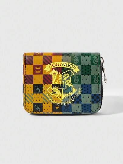 HARRY POTTER X SHEIN 1 pieza Billetera corta de cuatro colegios, monedero de señora con cremallera simple