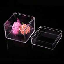1pc Highly Transparent PS Plastic Square Storage Box, Jewelry Gift Packaging Box, Holiday Candy Packaging - Clear - View 3