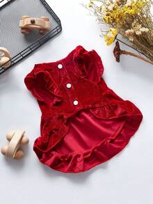 PETSIN 1 件圣诞红色宠物圣诞连衣裙，亲肤透气的宠物服装