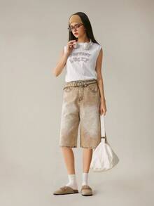 Solecia Giày Brogues mũi tròn có tua rua dành cho nữ, giày bệt có quai khóa kép đính đá lấp lánh, thoải mái khi đi làm, dự tiệc, đi làm, thời trang đa năng - Màu Khaki - Xem 11