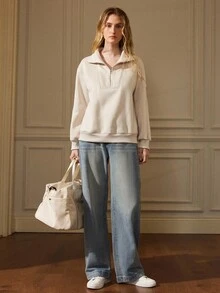 Écloséra Women Fashionable Minimalist Loose Fit Casual Daily Denim Jeans - Medium Wash - View 3