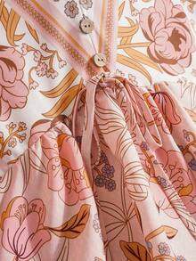 EMERY ROSE Blusa de manga corta con cuello en V para tallas grandes, de moda para vacaciones de verano estilo bohemio - Albaricoque - Ver 6