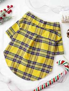 PETSIN Christmas Plaid Yellow & Blue Pet Shirt - Multicolor - View 8