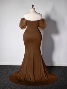 Viva Relle 优雅高端收腰奢华美人鱼长裙 - 棕色 - 查看 2