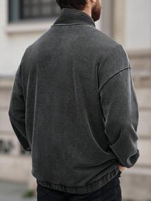 Manfinity Homme Men's Casual Zip-Up Patchwork Jacket, Autumn - Black - View 2