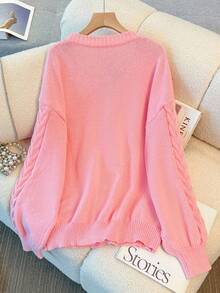 GlowEve CURVE Damski sweter w dużym rozmiarze z dekoltem w serek, dopasowany, codzienny, uniwersalny, ściągany sznurkiem, jednostronny, wykonany w jednolitym kolorze, zimowy